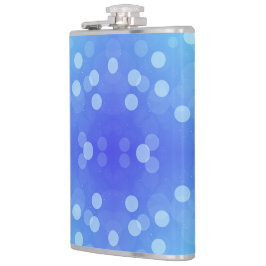A metal flask featuring a vibrant blue background  fickplunta