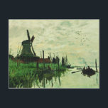 A Mill in Zandam 2 - Claude Monet - 1871 Vykort<br><div class="desc">Visa er stil och förfining med denna återgivning av en bra konst biet med titeln "A Mill In Zandam" av Claude Monet. Landskapsscenen vid en nederländsk stil-kvarn bredvid en flod. Målat circa 1871.</div>