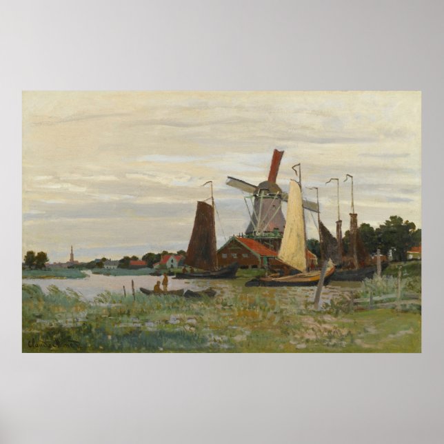 A Mill in Zandam - Claude Monet - 1871 Poster (Framsidan)