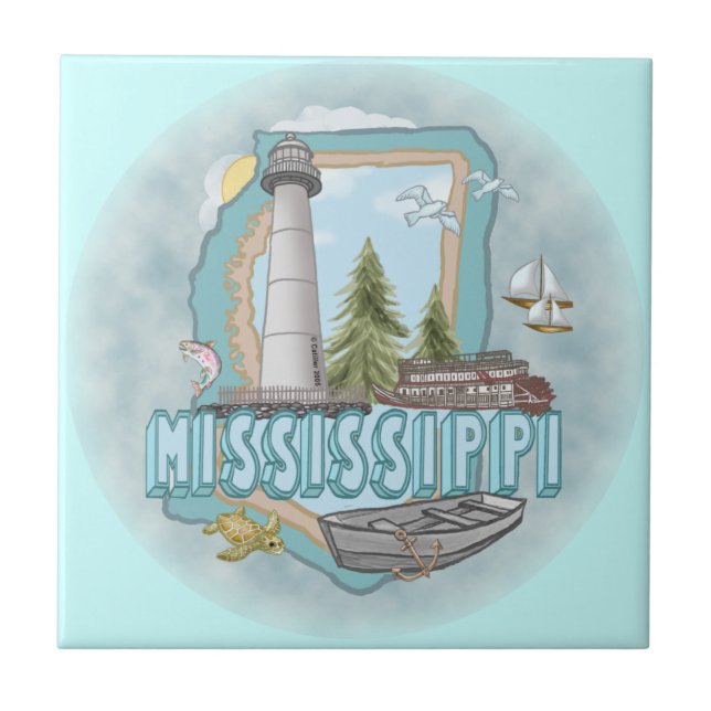 A Mississippi Lighthouse Kakelplatta (Framsidan)