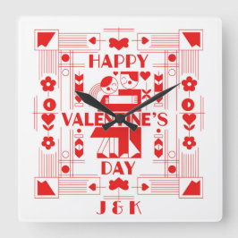 A modern Bauhaus personalized Valentine’s Day Fyrkantig Klocka