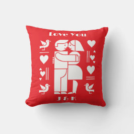 A modern Bauhaus personalized Valentine’s Day Kudde