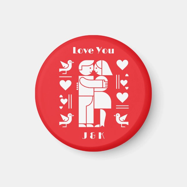 A modern Bauhaus personalized Valentine’s Day Magnet (Framsidan)
