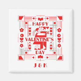 A modern Bauhaus personalized Valentine’s Day Magnet