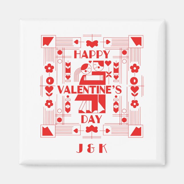 A modern Bauhaus personalized Valentine’s Day Magnet (Framsidan)
