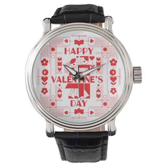 A modern Bauhaus Valentine’s Day Armbandsur (Framsida)