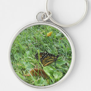 A Monarch Butterfly Rund Silverfärgad Nyckelring