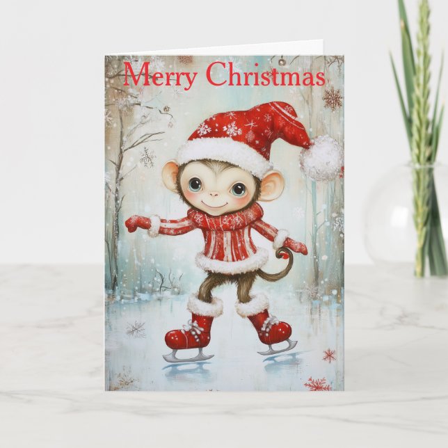 A Monkey Ice Skating Helgkort (Framsida)