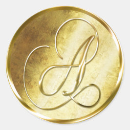 A Monogram Faux Guld kuvert förslutningsfästen Runt Klistermärke