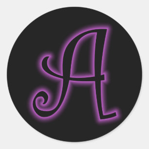 A Monogram Lila Neon Runt Klistermärke