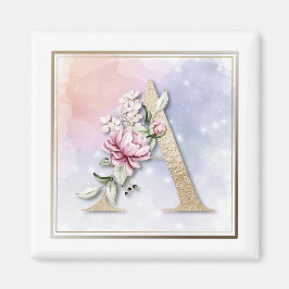A Monogram Rosa Blommigt Magnet