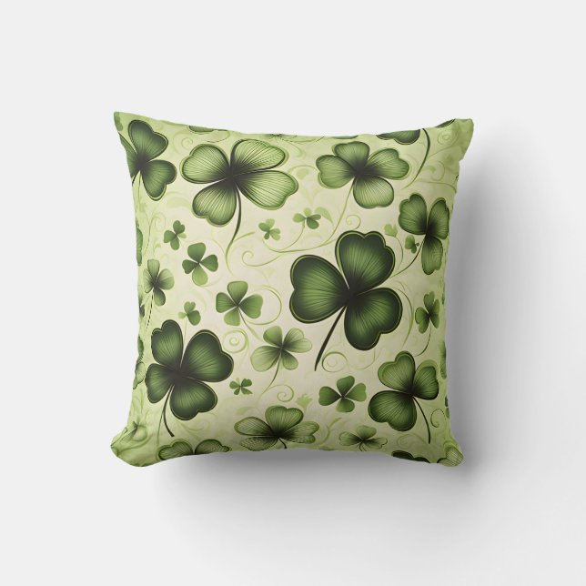 A Mönster Shamrocks och Klöver Kudde (Framsida)