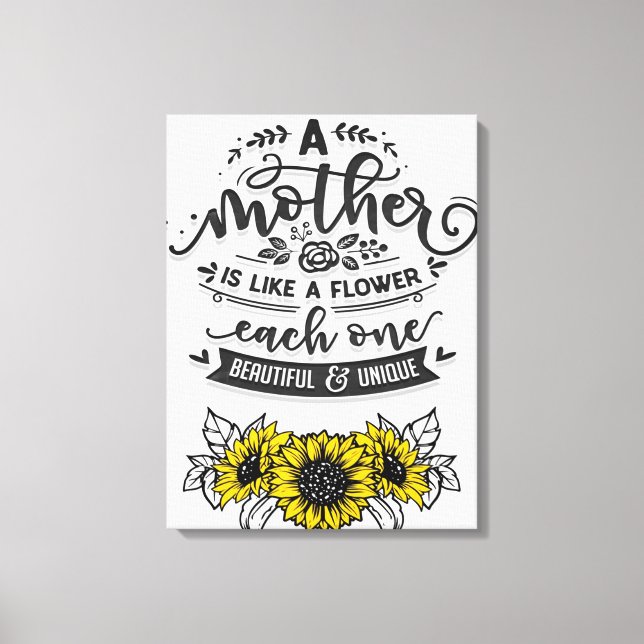 A mor är som en blomma, Cute Mors dag Gift Canvastryck (Framsida)