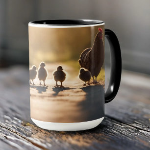 A mor hen och hennes chickar mugg