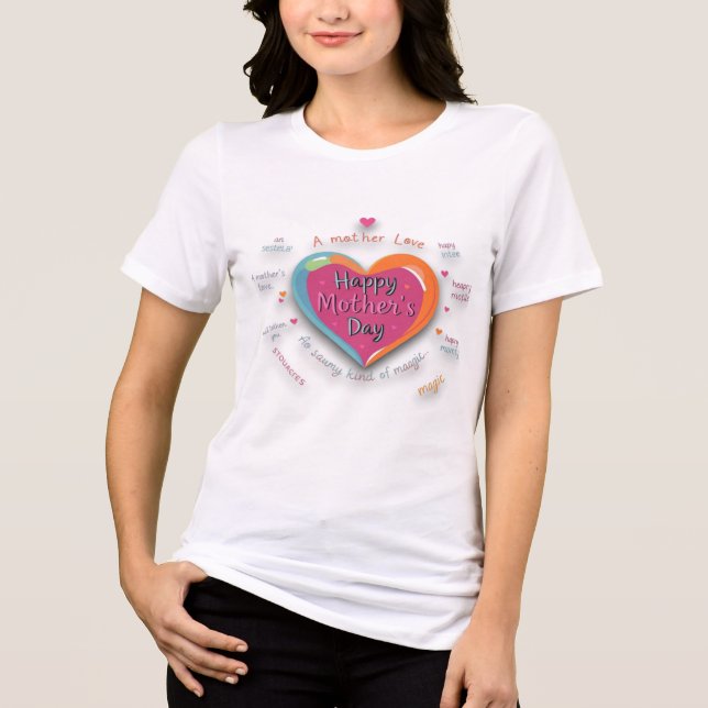 A Mor Kärlek - Colorful Heart Design T Shirt (Framsida)
