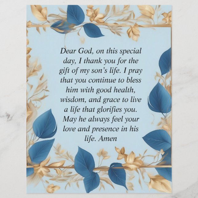 A Mor Prayer för sin son Reklamblad (Framsidan)