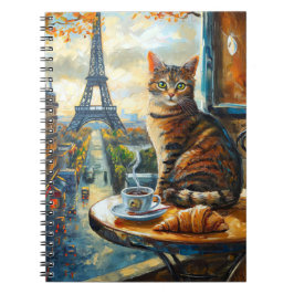 A Morning in Paris | Tabby Cat at a Cafe Anteckningsbok