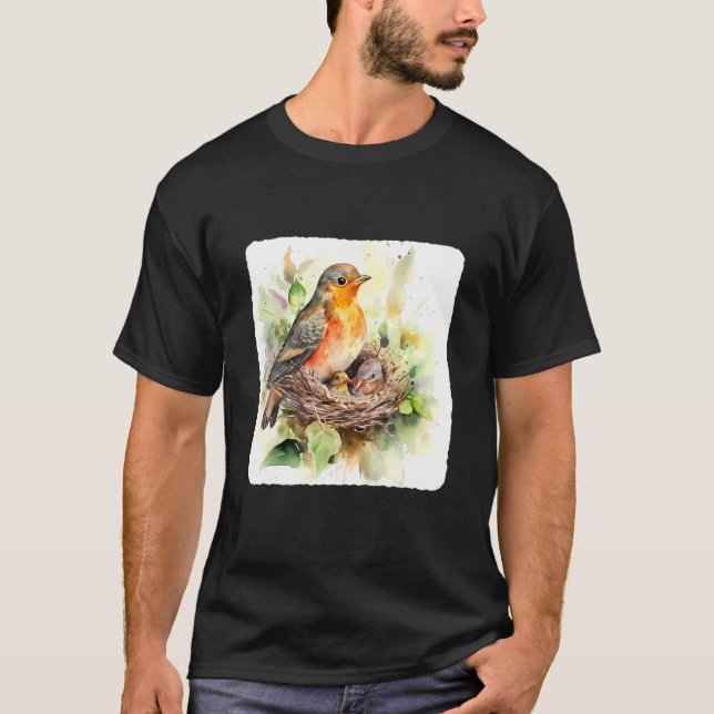A Mother Bird Feeding Her Chicks Bird Feeding Youn T Shirt (Framsida)