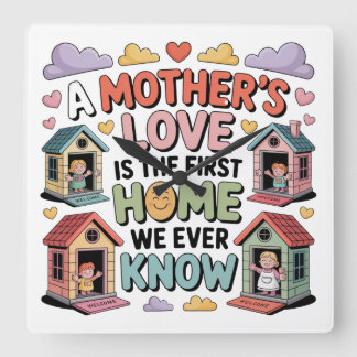 A Mother's Love Is The First Home We Ever Know Fyrkantig Klocka