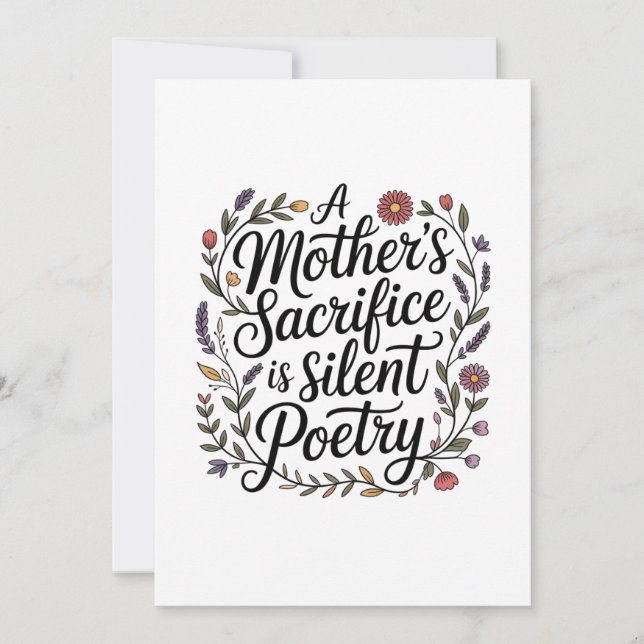 A Mother's Sacrifice Is Silent Poetry Inbjudningar (Framsida)