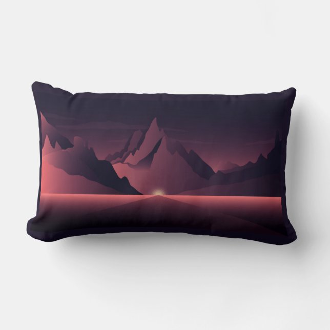 A mountain sunset illustration         lumbarkudde (Framsida)