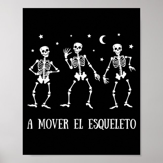 A Mover El Esqueleto Rolig Spansk Halloween Poster (Framsidan)
