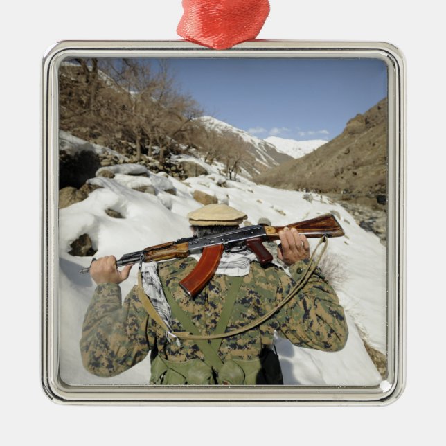 A Mujahadeen Guard går med USA:s militära memb Julgransprydnad Metall (Framsidan)