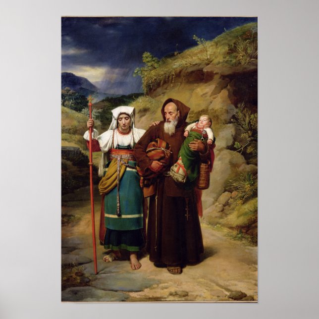 A Munk Hjälper en pilgrim Poster (Framsidan)