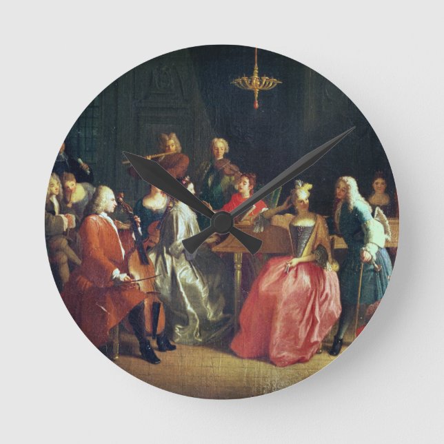A Musical Evening (olja på canvas) Rund Klocka (Framsida)