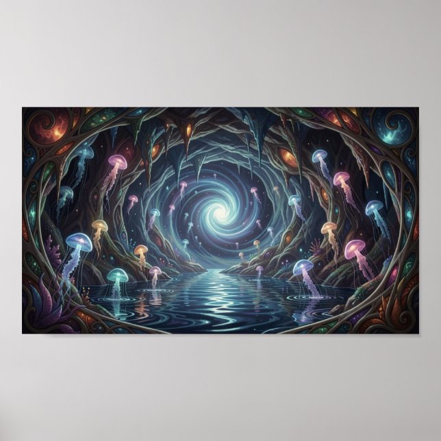 A mystical portal shimmering within a hidden sea poster (Framsidan)