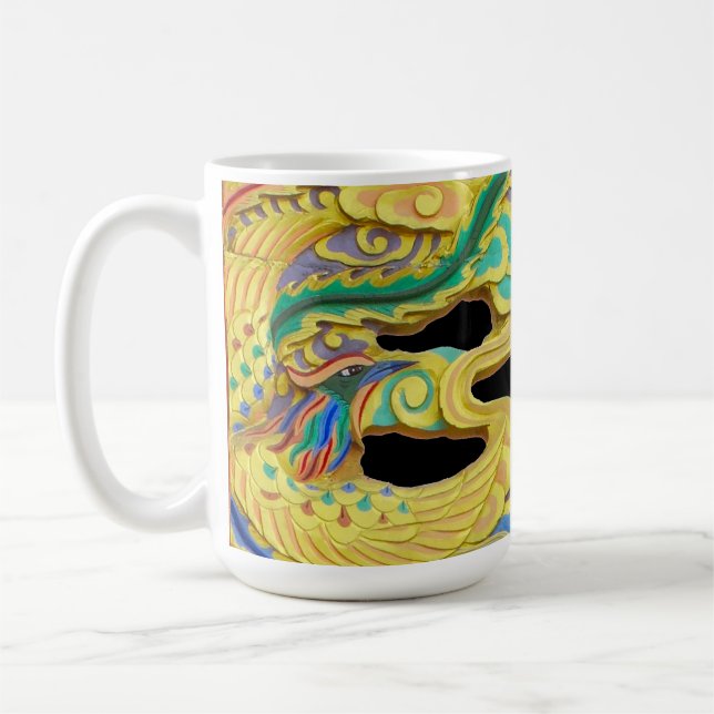 A Mythical Firebird och Golden Dragon på en Kaffemugg (Vänster)