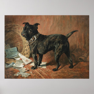 A Naughty Black Pug av John Emms Poster