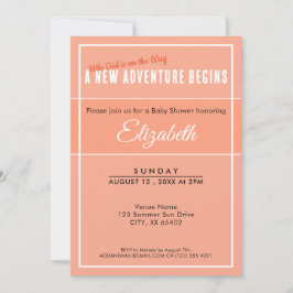 A New Adventure Begins Peach Babyshower Invitation Inbjudningar