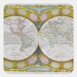 A New and Correct Karta of the World, 1770-97 Fyrkantigt Klistermärke