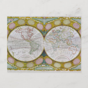 A New and Correct Karta of the World, 1770-97 Vykort