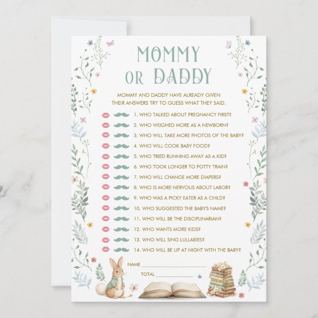 A New Chapter Baby Shower Guess Who Game Card Inbjudningar (Framsida)