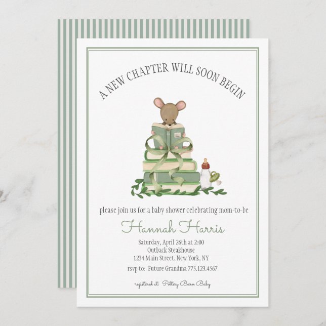 A New Chapter Baby Shower Invitation Inbjudningar (Fram/baksida)
