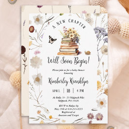 A New Chapter Baby Shower Storybook Wildflower Inbjudningar