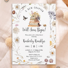 A New Chapter Baby Shower Storybook Wildflower Inbjudningar