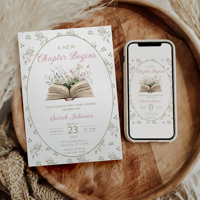 A New Chapter Begins Baby Shower Invitation Story  Inbjudningar (Skapare uppladdad)