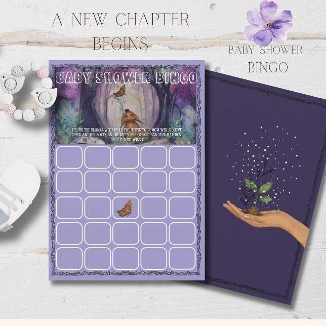 A New Chapter Begins Bingo game Baby Shower Card Inbjudningar (A New Chapter Begins Bingo game Baby Shower Invitation)