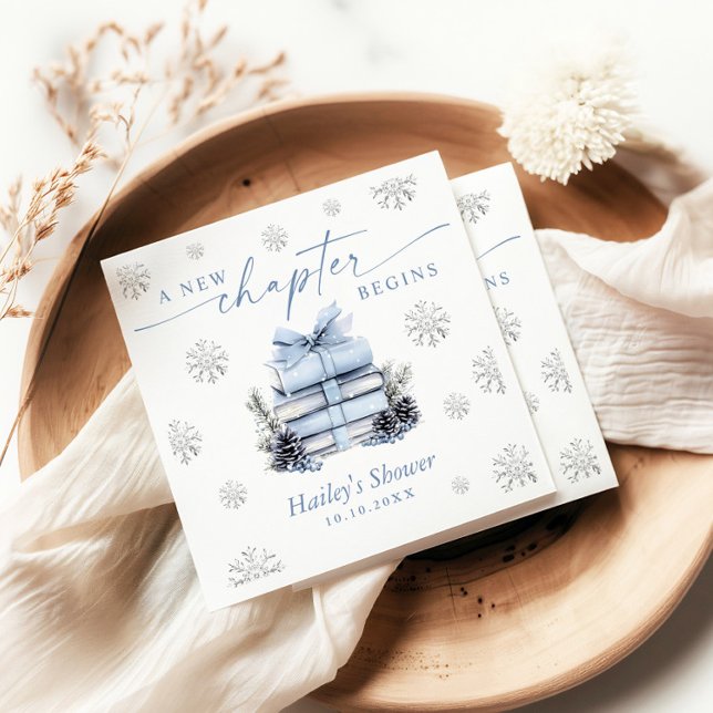 A New Chapter Begins, Blue Bow Winter Baby Shower Pappersservett (Skapare uppladdad)