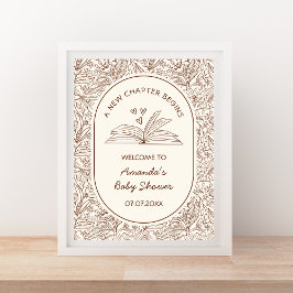 A New Chapter Begins Book Baby Shower Welcome Poster