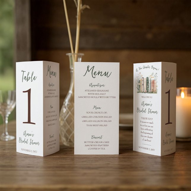 A New Chapter Begins!  Bridal Shower Menu Trifold  (Skapare uppladdad)