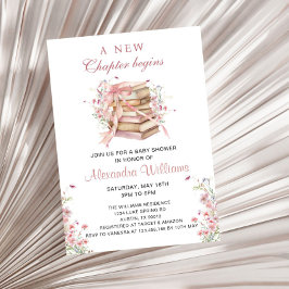 A New Chapter Begins Coquette Books Baby Shower Inbjudningar