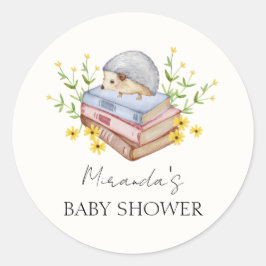 A New Chapter Begins Floral Hedgehog Baby Shower  Runt Klistermärke