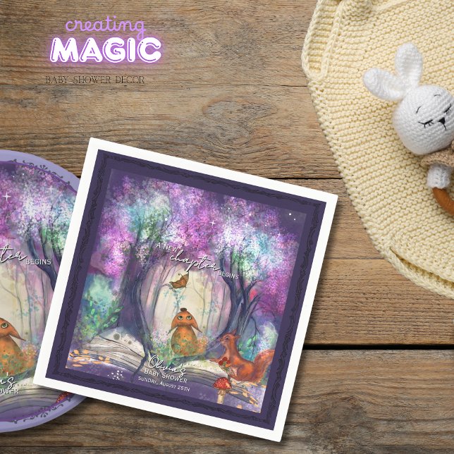  A New Chapter Begins I Storybook Baby shower Pappersservett (A New Chapter Begins I Storybook Baby shower Napkins)