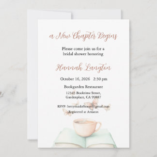 A New Chapter Begins Invitation, Bridal Shower Inbjudningar