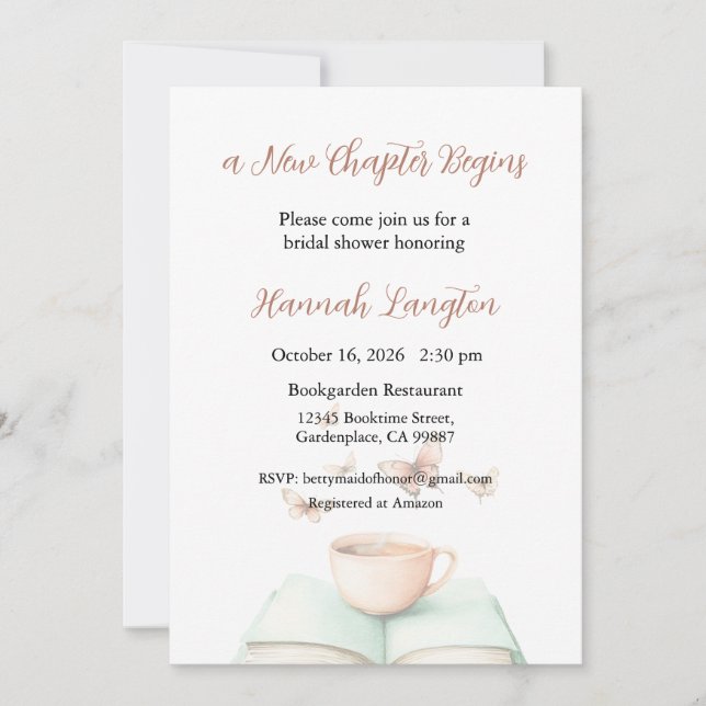 A New Chapter Begins Invitation, Bridal Shower Inbjudningar (Framsida)