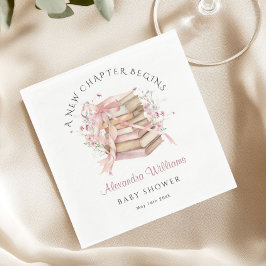A New Chapter Begins Pink Book Baby Shower Napkin Pappersservett